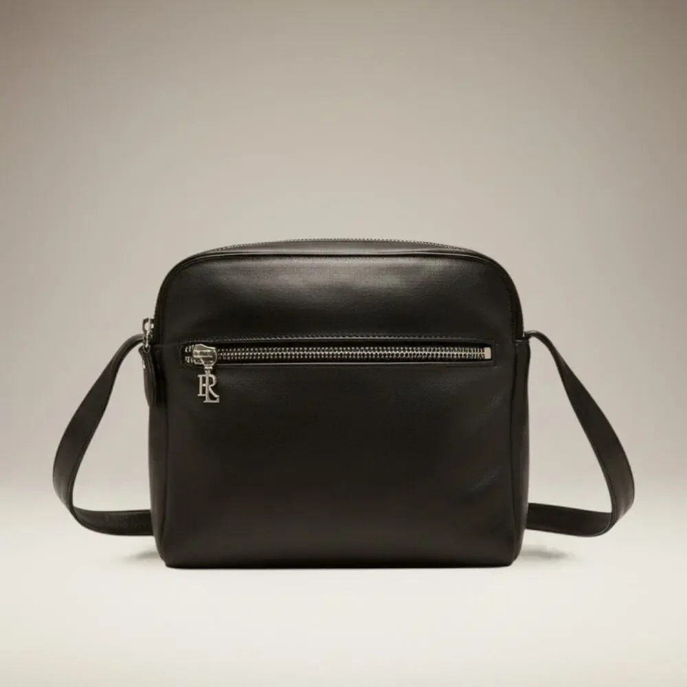 Ralph Lauren Leather Camera Bag Black Crossbody Shoulder Logo Vintage Classic
